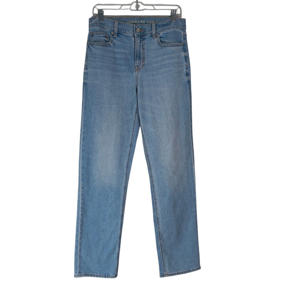 American Eagle Jeans Women's 4 Blue Super High Rise Straight Denim Stretch